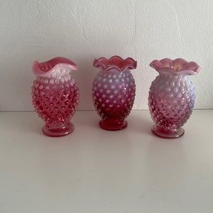 Vintage Hobnail Opalescent Bud Vases